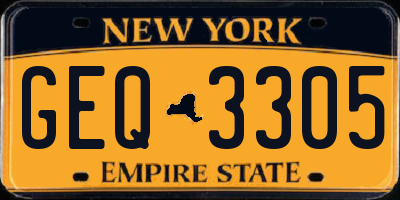 NY license plate GEQ3305