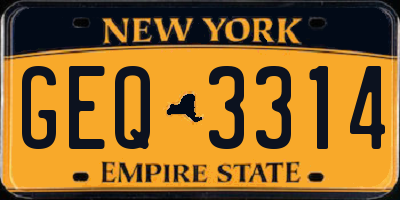 NY license plate GEQ3314