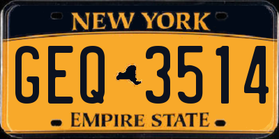 NY license plate GEQ3514