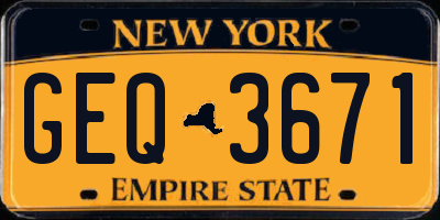NY license plate GEQ3671