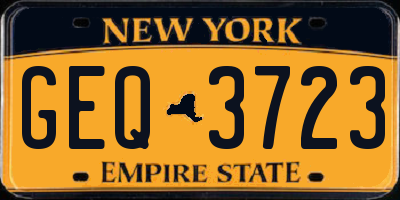 NY license plate GEQ3723