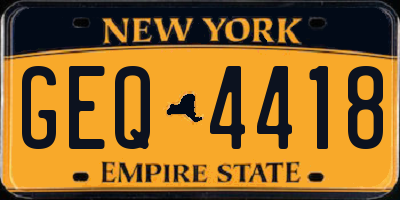 NY license plate GEQ4418
