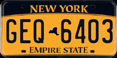 NY license plate GEQ6403