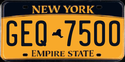 NY license plate GEQ7500