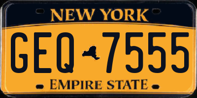 NY license plate GEQ7555