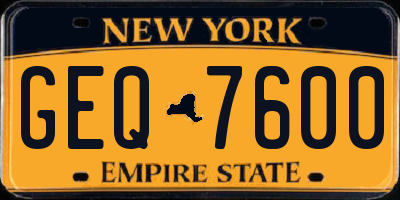 NY license plate GEQ7600