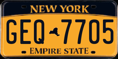 NY license plate GEQ7705