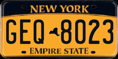 NY license plate GEQ8023