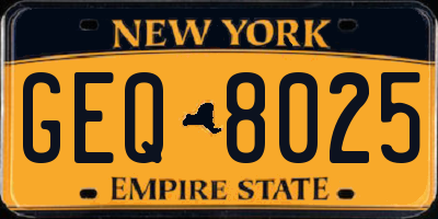 NY license plate GEQ8025
