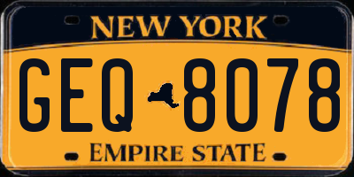 NY license plate GEQ8078