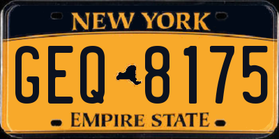 NY license plate GEQ8175