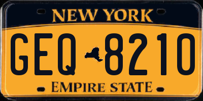NY license plate GEQ8210