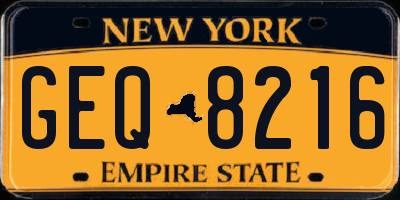 NY license plate GEQ8216