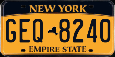 NY license plate GEQ8240