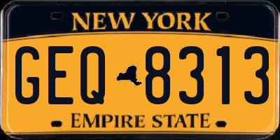 NY license plate GEQ8313