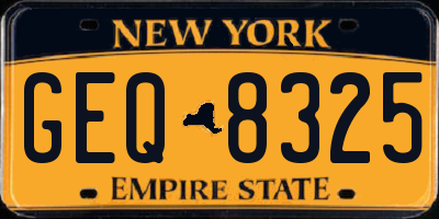 NY license plate GEQ8325