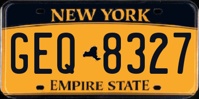 NY license plate GEQ8327