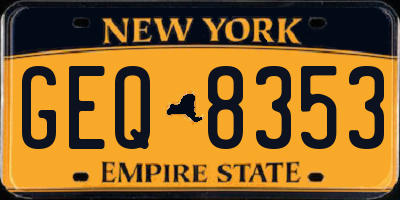NY license plate GEQ8353