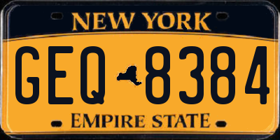 NY license plate GEQ8384