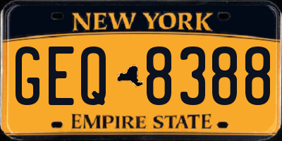 NY license plate GEQ8388