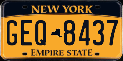 NY license plate GEQ8437
