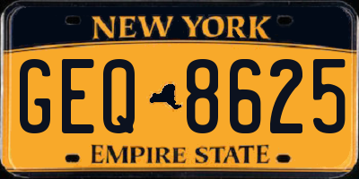 NY license plate GEQ8625