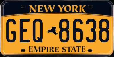 NY license plate GEQ8638