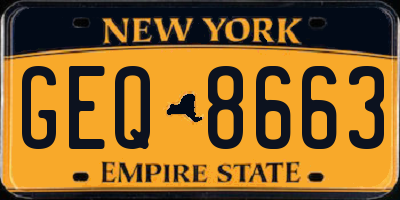 NY license plate GEQ8663