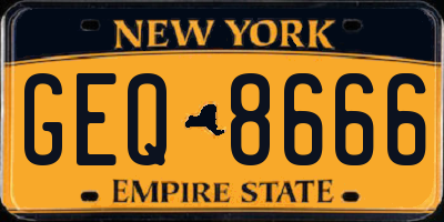 NY license plate GEQ8666