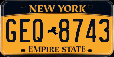 NY license plate GEQ8743
