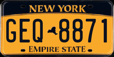 NY license plate GEQ8871