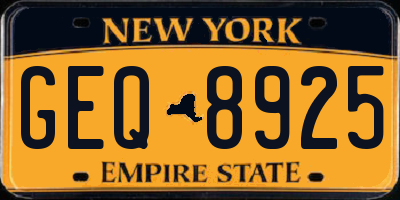 NY license plate GEQ8925