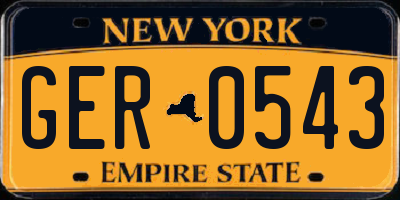 NY license plate GER0543