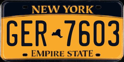 NY license plate GER7603