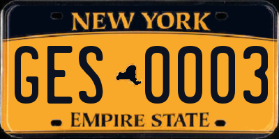 NY license plate GES0003