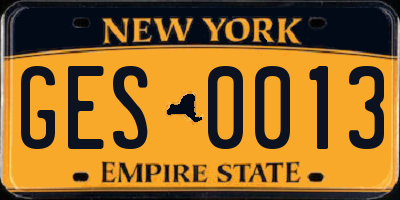 NY license plate GES0013
