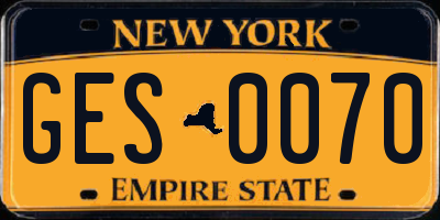 NY license plate GES0070