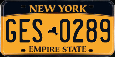 NY license plate GES0289