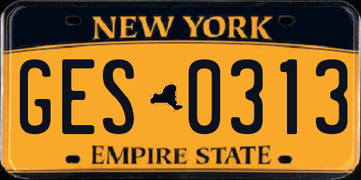 NY license plate GES0313