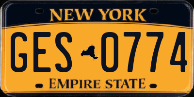 NY license plate GES0774