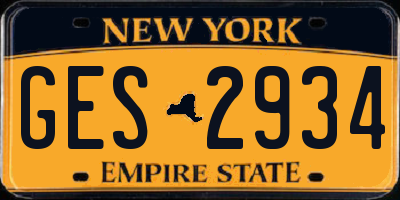 NY license plate GES2934