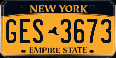 NY license plate GES3673