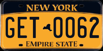 NY license plate GET0062