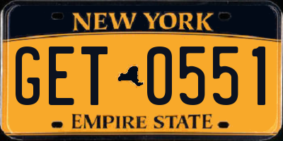 NY license plate GET0551