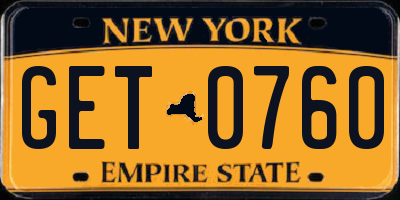 NY license plate GET0760