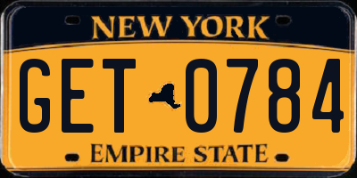 NY license plate GET0784
