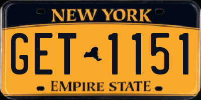 NY license plate GET1151