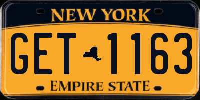 NY license plate GET1163