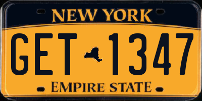 NY license plate GET1347