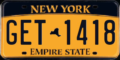 NY license plate GET1418